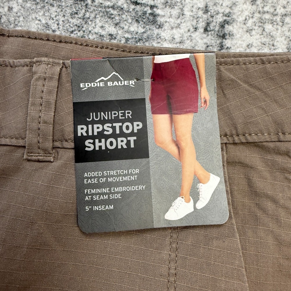 Eddie Bauer Shorts Womens 14 Taupe Juniper Ripstop Chino Stretch Hiking Outdoor - Picture 3 of 12